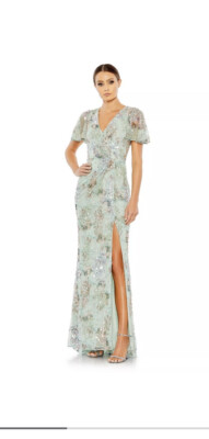 MAC Duggal EMBELLISHED BUTTERFLY SLEEVE WRAP GOWNdress 12 | eBay