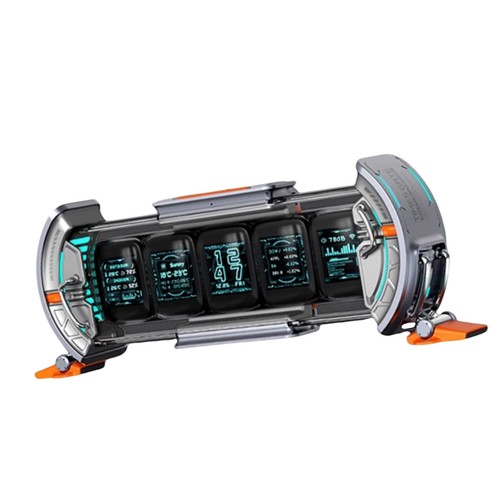 WiFi Cyberpunk Gaming Setup Digital RGB LED Clock APP Control IPS Screen - Foto 14 di 15