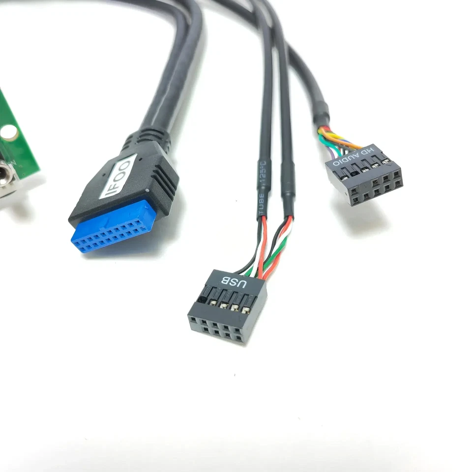 Cable de panel frontal Host Case 19P 9 pines a 2 puertos USB 2.0 3.0 HD Audio 3,5 mm 88 mm Foto 2 de 4