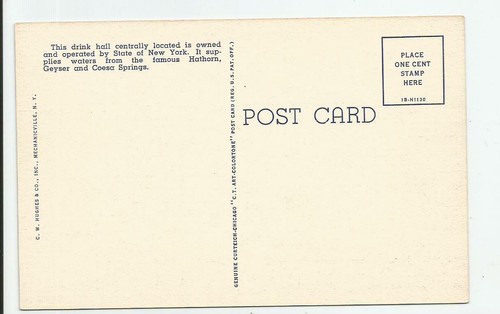 Broadway Drink Hall Saratoga Springs Postcard Vintage Linen Unused New York NY - Picture 2 of 2