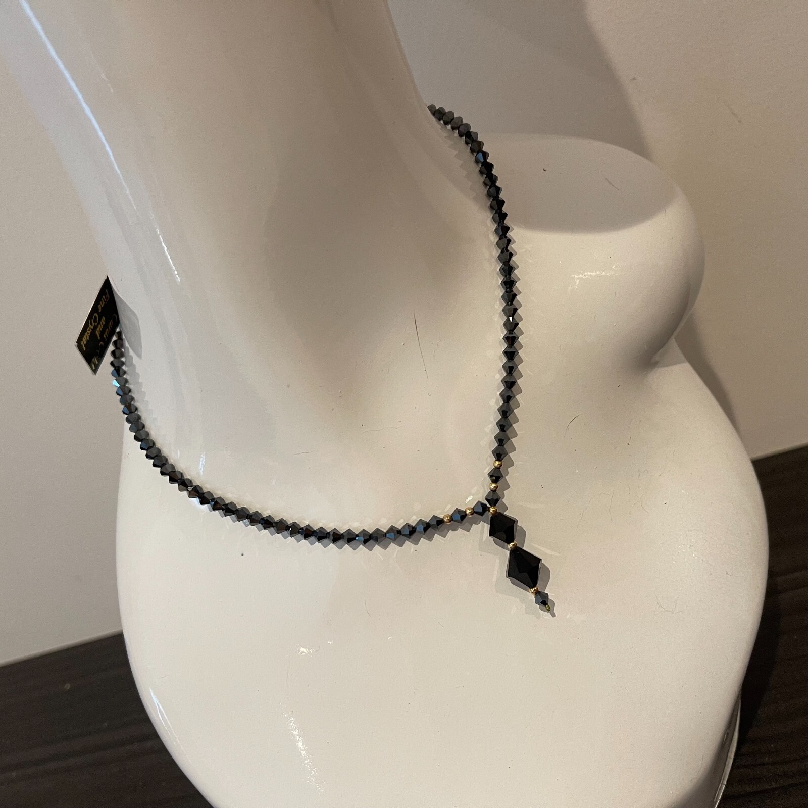 Antique 9ct Gold and Fine Crystal Necklace. 14" Collar Length, Hallmarked - Picture 2 of 10
