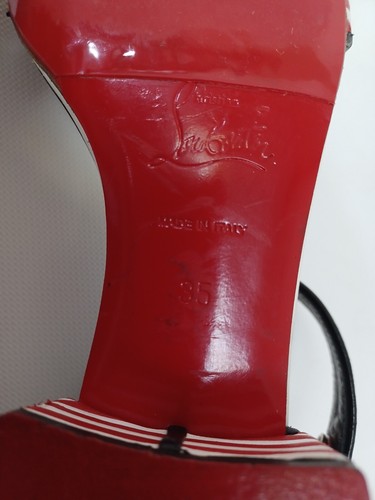 $795 CHRISTIAN LOUBOUTIN 35 Sandalias Baraboum 35mm Náuticas Rojo/Blanco/Negro - Imagen 8 de 8