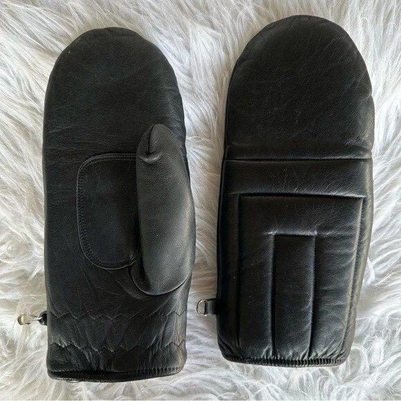 Grandoe Gloves Mittens Black Leather Foam Fleece Lining Outdoor Men Size Medium - Image 2 of 4