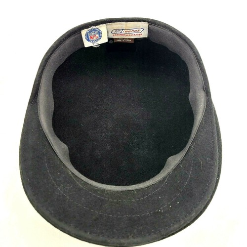 Vtg Reebok NFL Black Wool Formed Fitted Cap Hat Men's 7.25 Newsboy - Picture 5 of 6