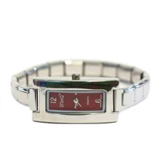 Red Rectangle Italian Charm Watch - Trendy 90s Jewelry Bracelet WW111red