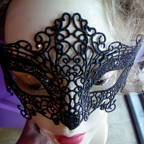 Spago tessuto dettagli nero maschera Halloween taglia adulto costume stringa cravatte schiena nuovo con scatola - Foto 2 di 7