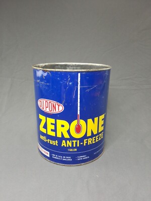 ZERONE anti-rust ANTI-FREEZE Advertising Tin Gallon Can DuPont