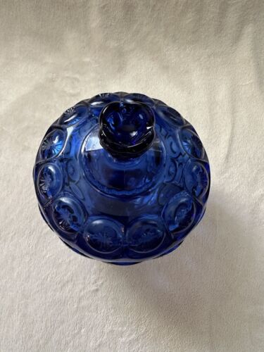 L E Smith Moon And Stars Dark Cobalt Blue Candy Dish - Picture 2 of 4