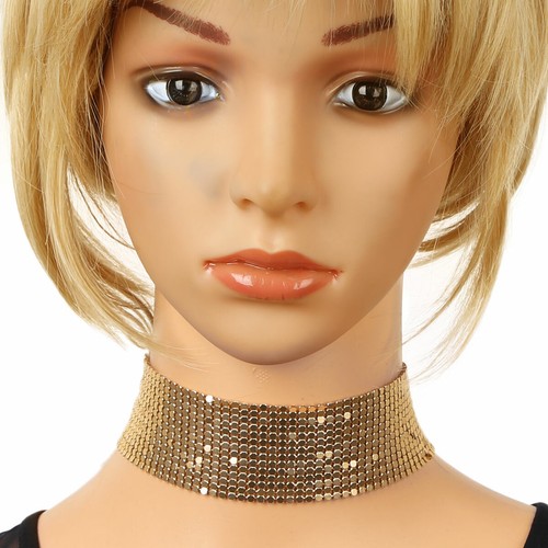 1x Womens Shiny Mesh Flat Chain Metal Chocker Collar Alloy Necklace Smooth Gift - Picture 25 of 48