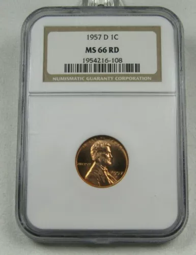 1957-D Uncirculated Lincoln Cent Certified NGC MS 66 RED