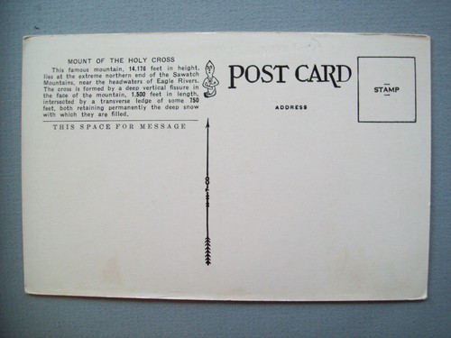 5231. Berg des Heiligen Kreuzes, Colorado Höhe, 13176 Fuß Postkarte - Bild 2 von 2