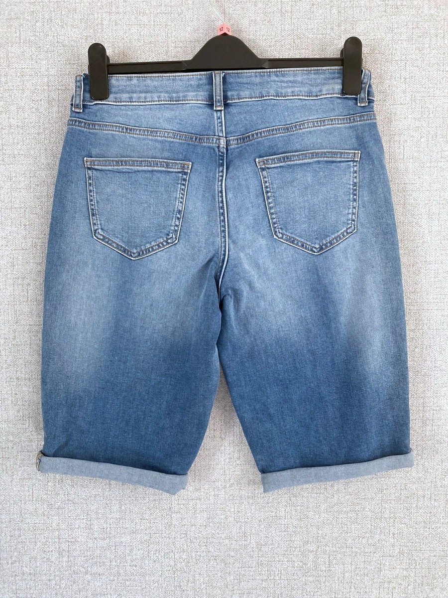 【BAON】[unisex] Mitt Washing Bermuda Denim Pants TU Size 12 Blue Mid Denim Bermuda Shorts Longer Length Above