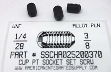 1/4-28x3/8 Hex Socket Set Screws Cup Point Alloy Steel (25)