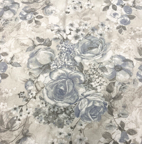 Tabitha Webb Tablecloth Rectangular Blue Gray Floral Roses Cotton Blend 59 x 80 - Picture 2 of 10