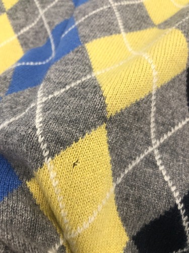 Men Argyle Vest 100% Cashmere size 38/S (DAMAGE) - Picture 3 of 4