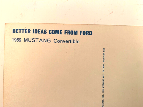 Ford Mustang 1969 Convertible Vintage Postcard Unused Dealer's Promotional - Picture 4 of 4