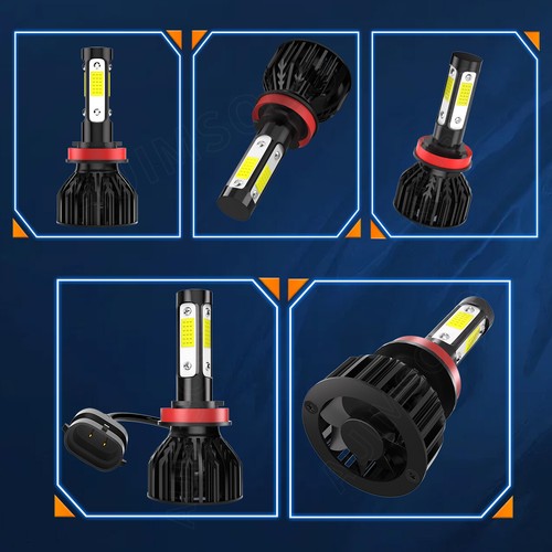H9 H11 4x Combo LED Headlight High Low Beam Bulbs 10000K White Kit Super Bright - Picture 6 of 11