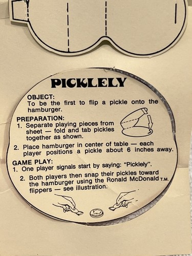 McDonalds 1979 Picklely Game - Pickle Burger w/Ronald McDonald EXTREMELY RARE!!! - Picture 9 of 9