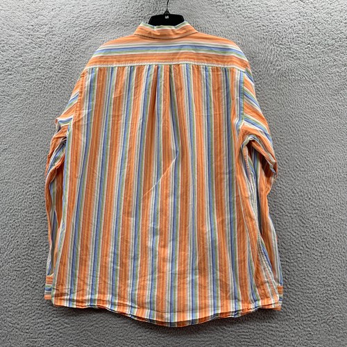 VINTAGE Gap Shirt Mens Large Button Up Striped Long Sleeve Blue Orange - Bild 2 von 8