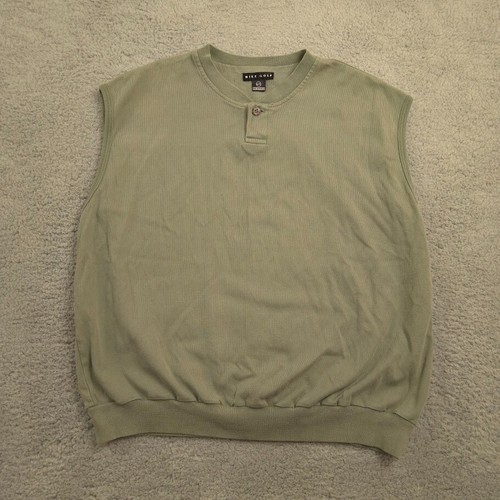 Nike Golf Sweater Vest Mens XL Green Sleeveless Henley Cotton Pullover Vintage - Picture 1 of 8