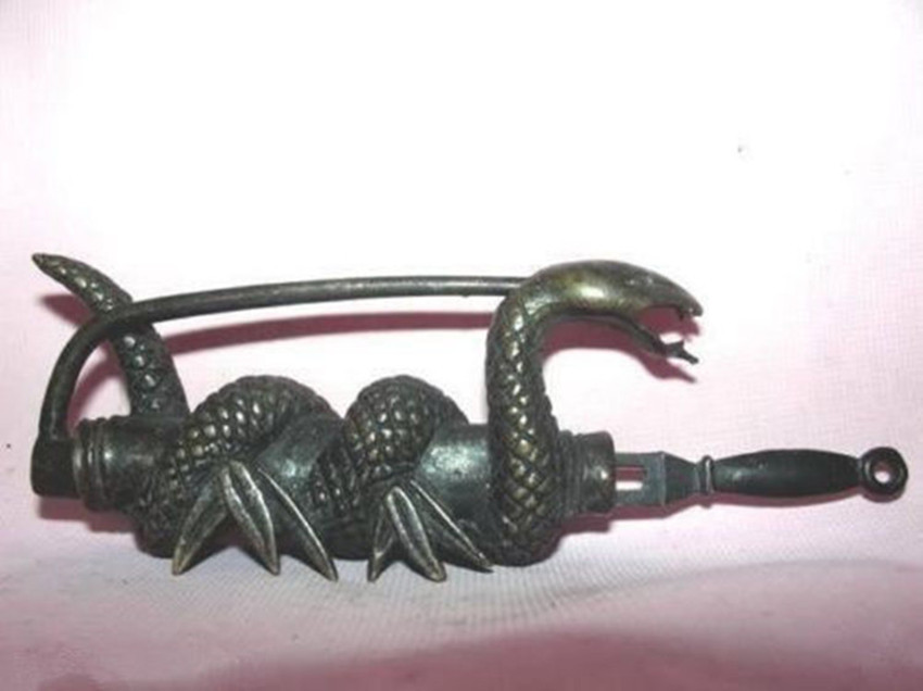 Rare Chinese old style Brass Snake Figure lock//key