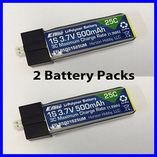 E-Flite Eflite 500mah 1S 3.7v 25C Lipo Battery UMX Glimpse EFLB5001S25UM x2