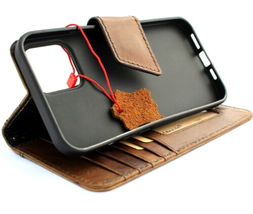 Genuine Full Leather Case For Apple iPhone 13 Wallet Cover Book Magnetic Soft IL - Picture 3 of 8
