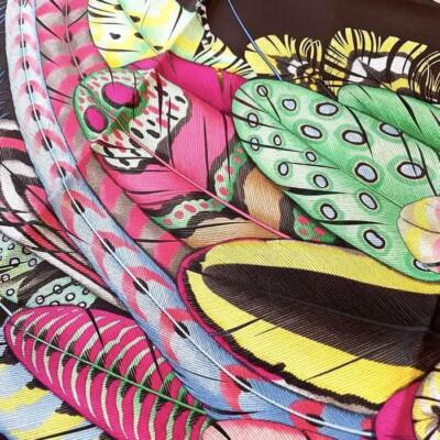 Hermes Scarf Plumes en Fete Stole Aline Honore Dark Brown