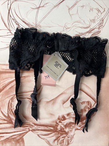 Vtg 90s Deadstock Marvel By La Perla Made In Italy Garter Belt Black Lace Mesh S - Picture 4 of 12
