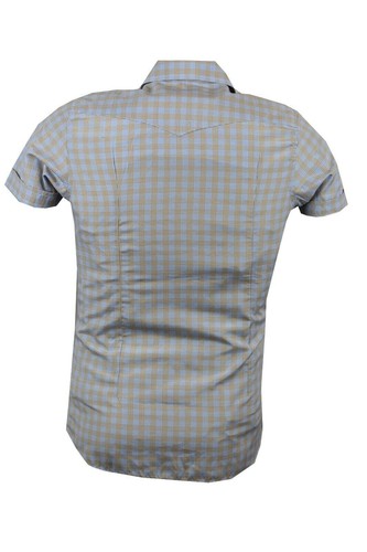 camicia uomo misto cotone a manica corta fantasia quadri slim fit estiva s mezza - Foto 5 di 8