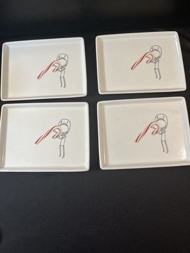 Crate & Barrel CB2 Oliver Zuckerstange Vorspeisenteller Weihnachten 4er Set - Bild 2 von 7
