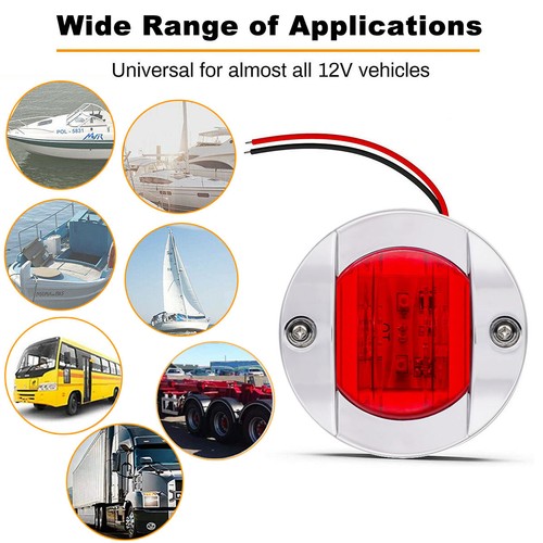 4x Round Car Truck Marine Boat LED Stern Transom Light Cabin Deck Courtesy Light - Foto 17 di 46
