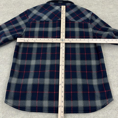 Boston Traders Shacket Men Large Blue Plaid Fleece Shirt Jacket Sherpa Lined - Picture 9 of 13