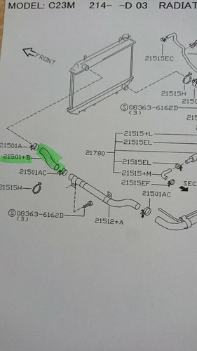 Nissan Vanette Cargo C23, Radiator top hose, LD23 Diesel models, new genuine.  - Picture 2 of 3