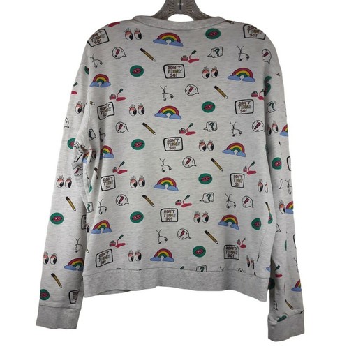 Divided H&M Graphic Sweatshirt Women's Large Gray Crewneck Pullover Lightweight - Picture 2 of 9