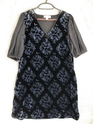 IMPRESIONANTE VESTIDO DE TERCIOPELO FLORAL BLANCO UK 8 PEQUEÑA RODILLA O POR ENCIMA DE MEDIA MANGA - Imagen 1 de 10