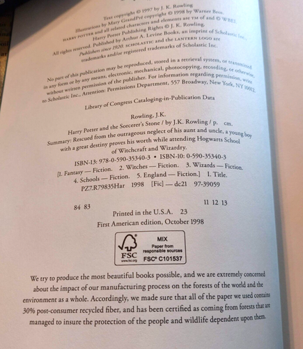 Harry Potter and the Sorcerer's Stone J.K. Rowling (1998, HCDJ) FIRST Printing - Picture 6 of 13