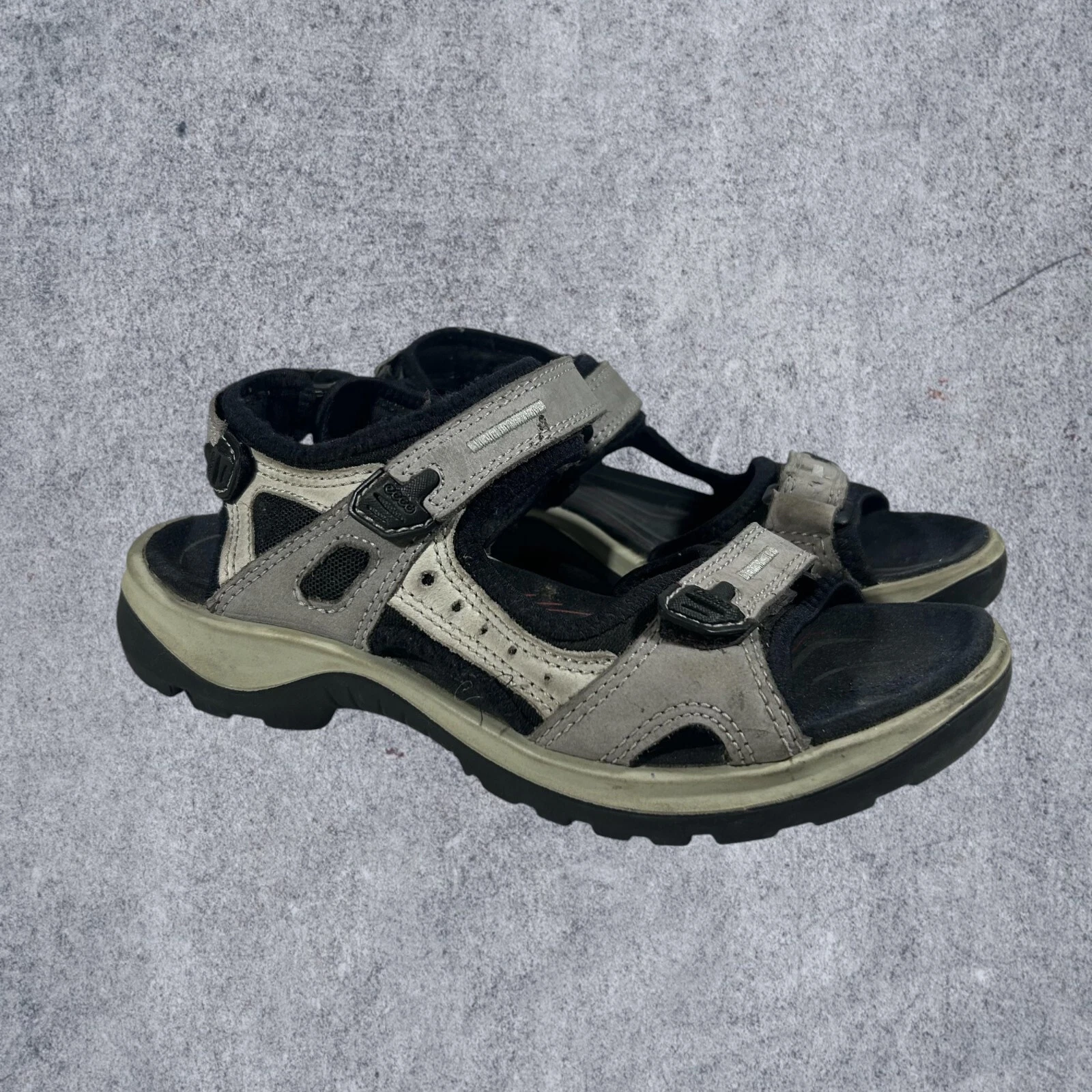 Ecco Off Road Yucatan Sandali Escursionismo Grigio Nero Pelle Slingback Uomo 7 5 38