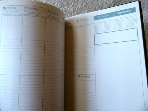1991 Werbung Terminplaner/Kalender + Notizblock Mappe/Buch dunkelblau Leder??? - Bild 9 von 16