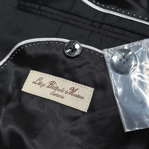 Luigi Bianchi Mantova Sartoria LBM Guabello Wool Black Blazer Jacket Mens 54 L - Picture 9 of 13