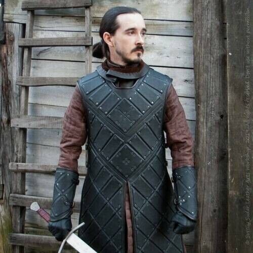 Medieval knight black leather armor Jon Snow costume cosplay / Stark Armor - Bild 2 von 6
