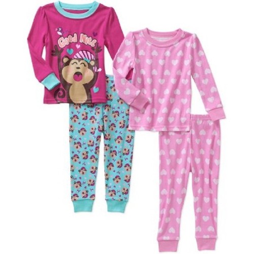 New Baby Toddler 2 sets of 2 pc pajamas Girls cotton snug fit - Picture 3 of 13