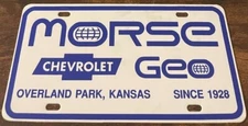Morse Chevrolet Geo Dealership Booster License Plate Overland Park KS PLASTIC