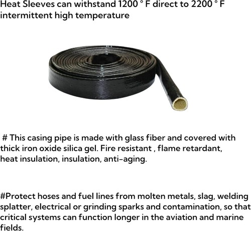 Black Fire Sleeve Braid Flame Heat Shield 5Ft 1/4" Fits 4AN for Oil Fuel Lines - Picture 2 of 8