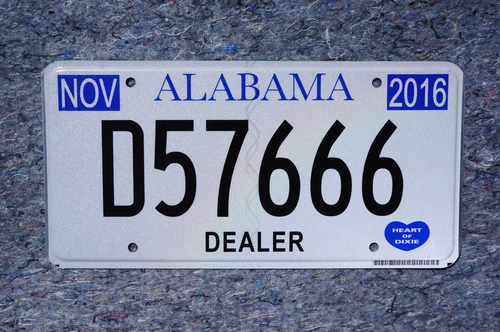 2016 Alabama DEALER License Plate 666 - Picture 3 of 3