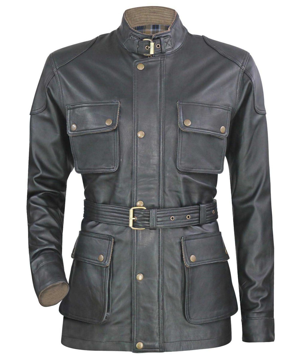 Men's Panther Leather Jacket Vintage Wax Black Genuine