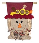 Mrs. Scarecrow House Burlap Flag 28 x 44