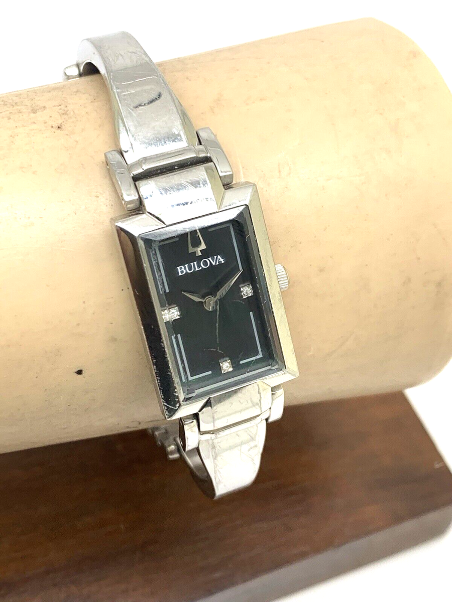 Bulova Womens Watch 96P209 Silver Tone Black Mother of Pearl  display picture 2