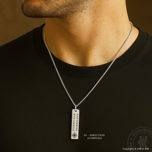 925 Silver Men’s Bar Neck✔️Personalised Graduation Gift✔️Solid Silver - Picture 7 of 17