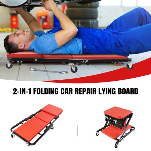 Professional 2-IN-1 Workshop Garage Mechanic Car Creeper Folding Trolley Seat - Picture 3 of 12